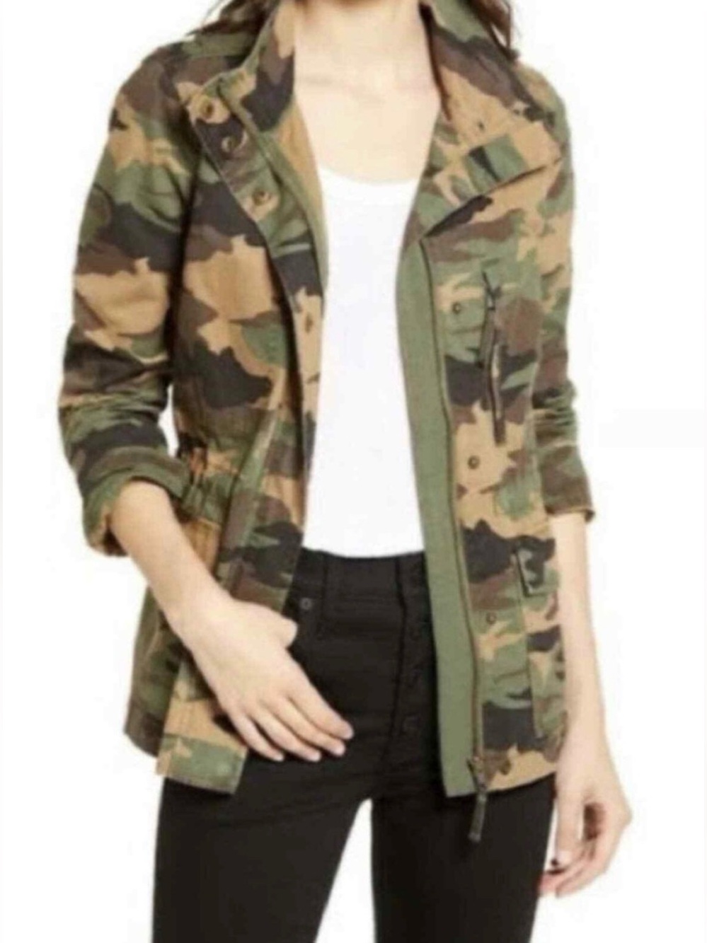 Madewell Dispatch Camo Utility Jacket - Green Camouflage, Zipper & Button Up